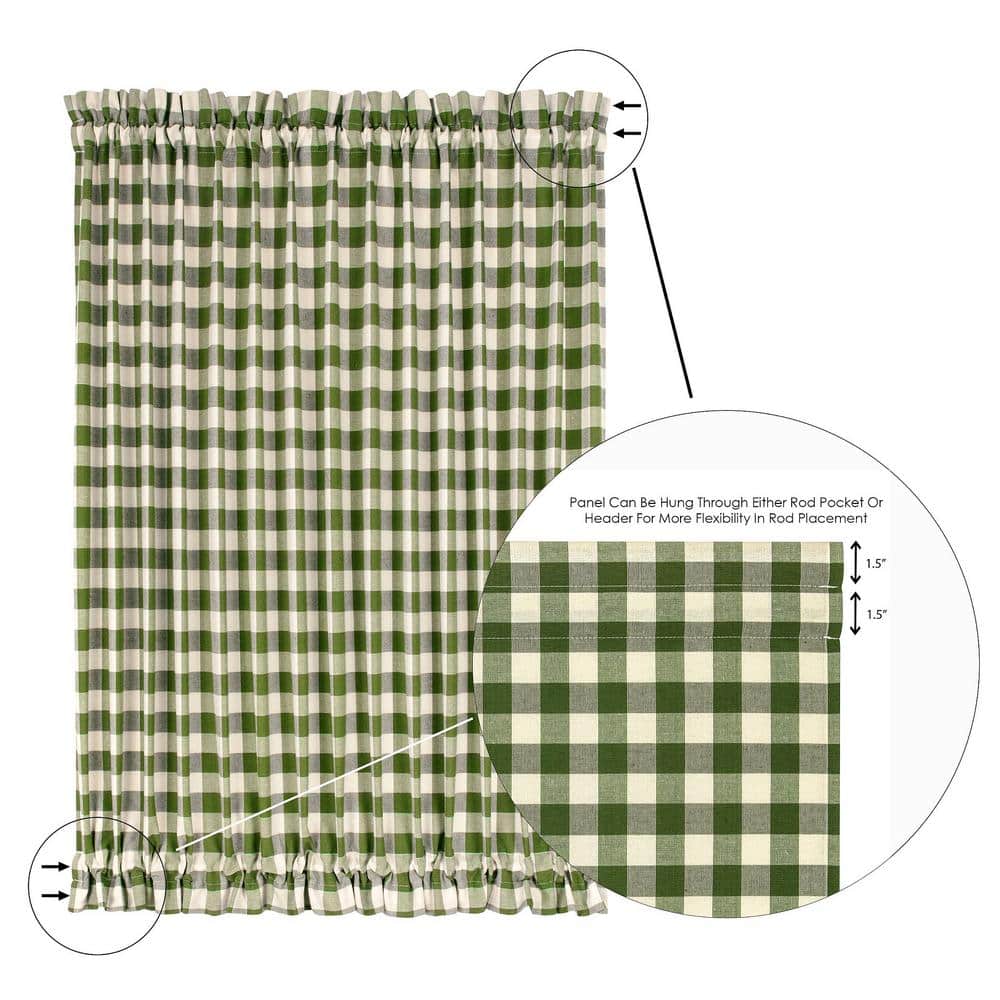 Sage Buffalo Check Light-Filtering Cotton Polyester Door Curtain Panel