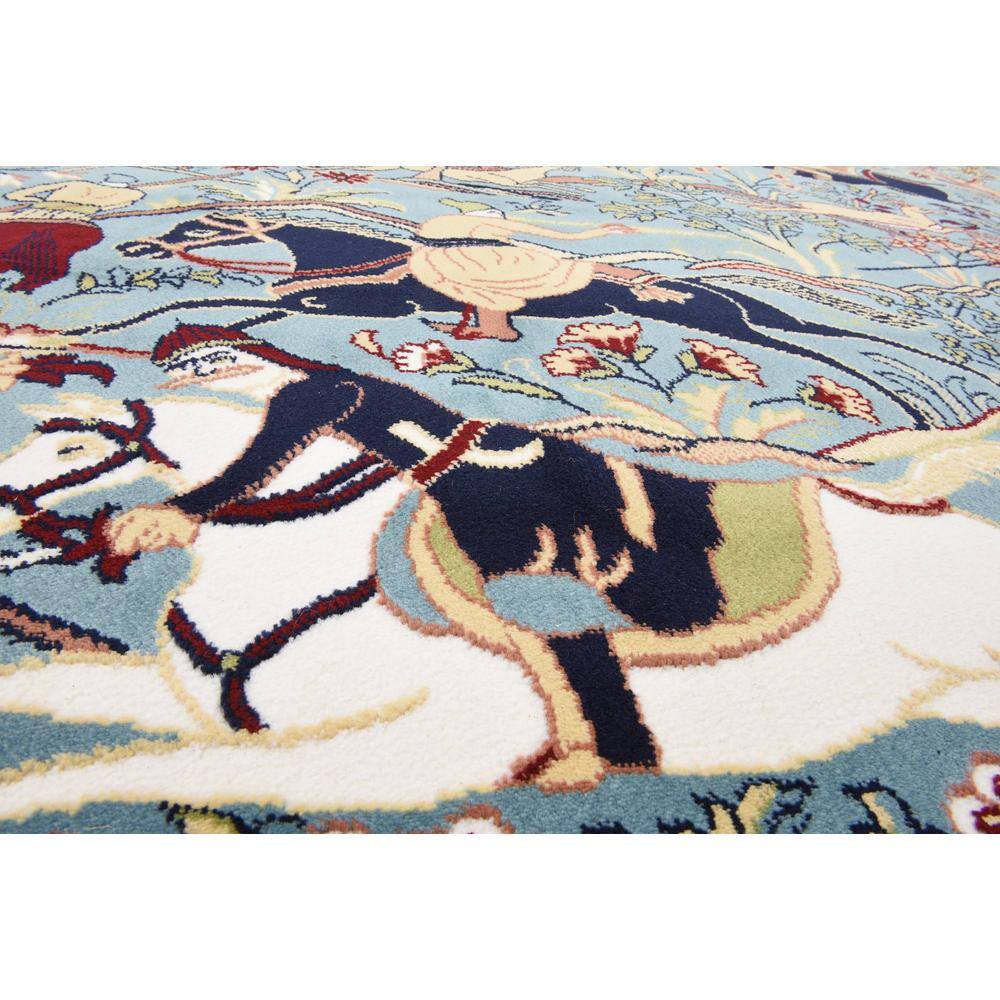 Blue and Tan Floral Synthetic 8' x 10' Area Rug