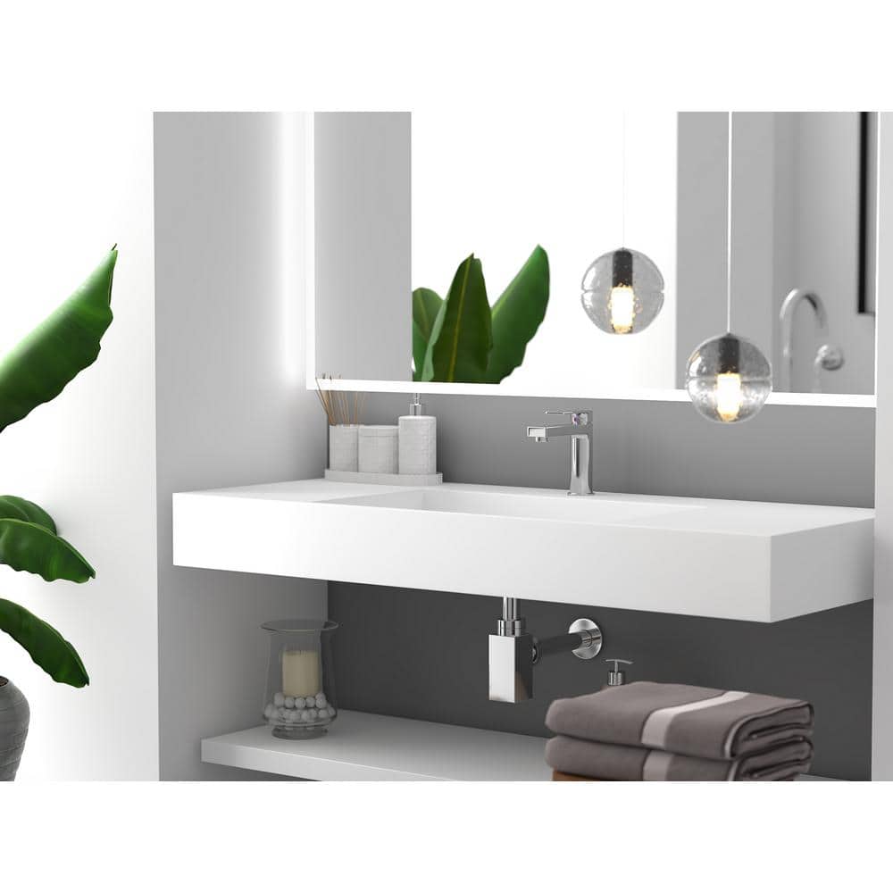 White Stone 48" Wall-Mounted Rectangular Bathroom Sink