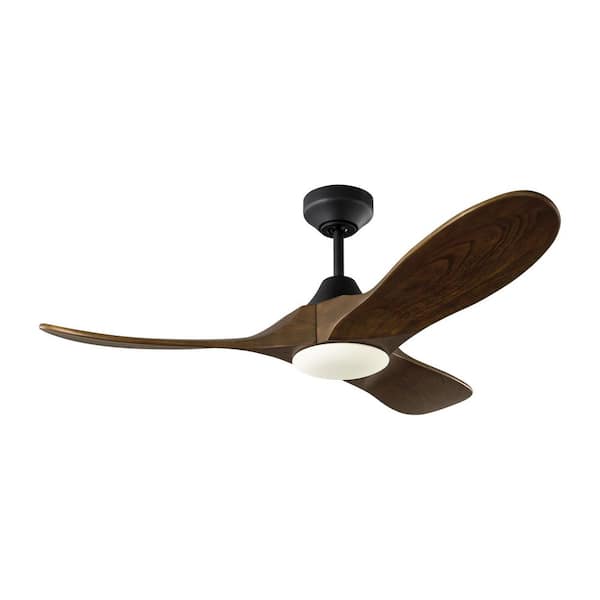 Maverick Smart 44 in. Indoor/Outdoor Midnight Black Modern Downrod Mount Ceiling Fan with Light Kit and Remote Included