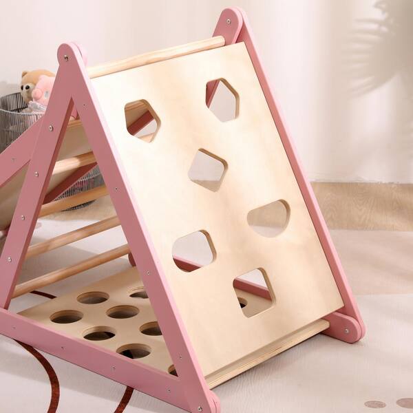 Funphix 6-in-1 Pikler Climbing Set Foldable Pink Triangle