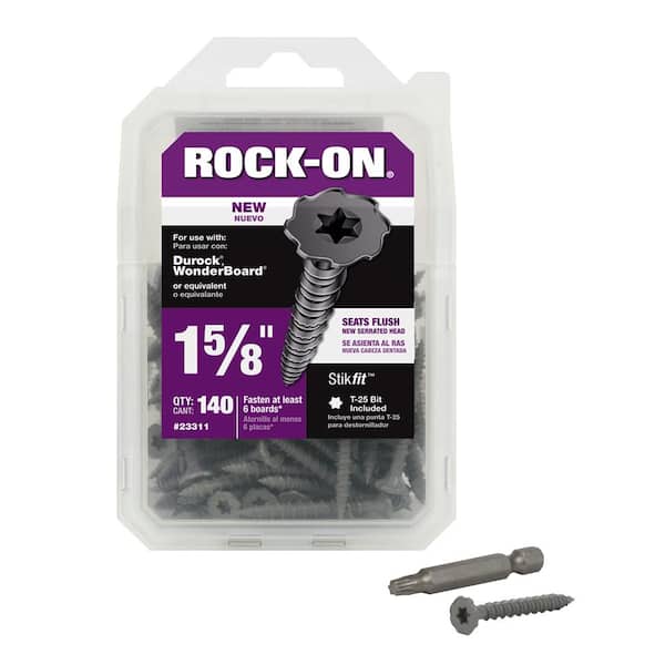 Rock-On #9 x 1-5/8 in. Serrated Flat Head Star Drive Cement Board Screws (140-Pack)