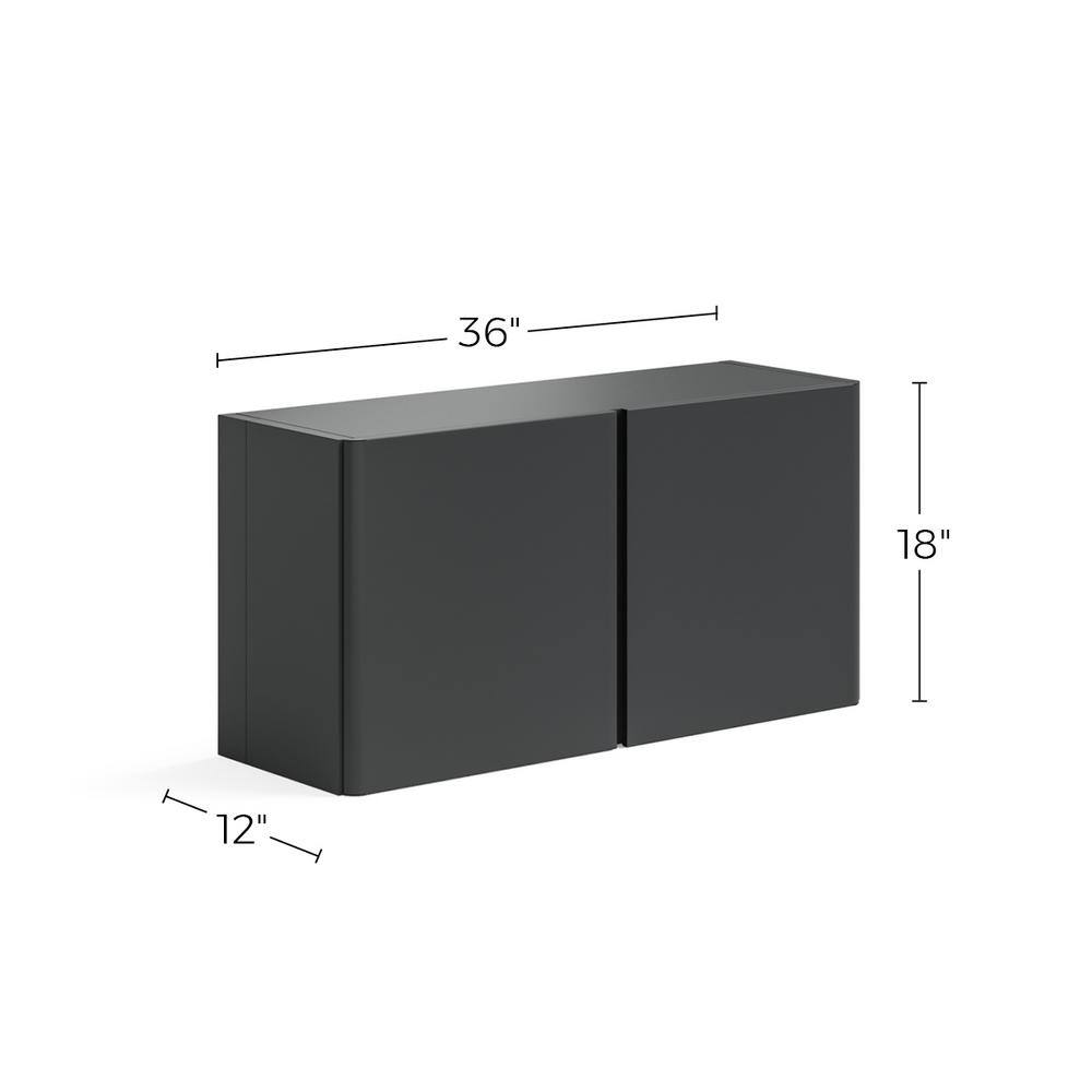 Graphite Gray 36-Inch Steel Wall-Mount Storage Cabinet with Adjustable Shelf