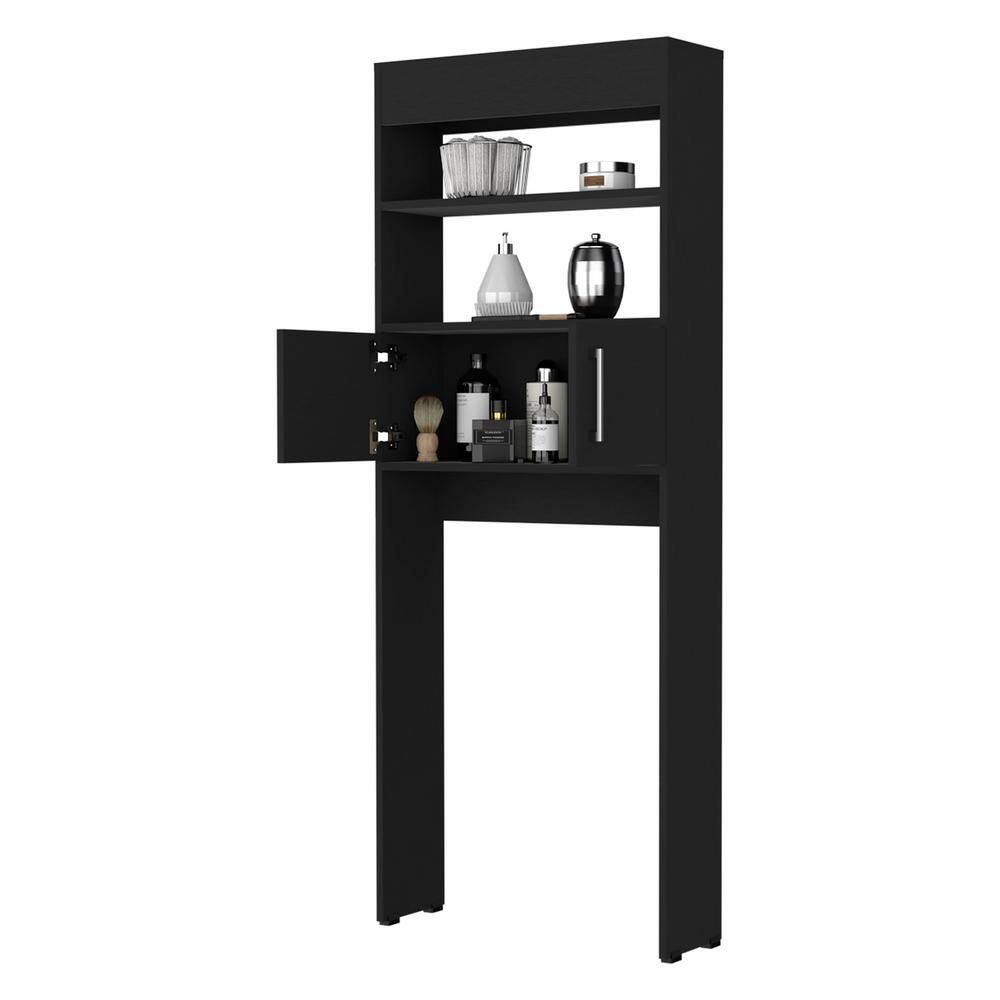 24.57 in. W x 62.99 in. H x 7.87 in D Black Over The Toilet Storage with Do
