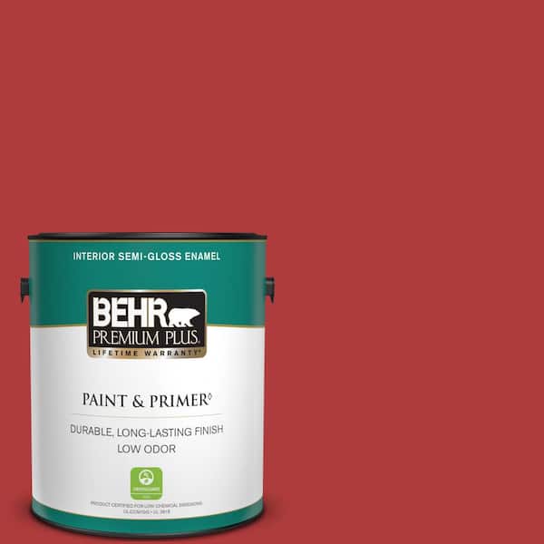 BEHR PREMIUM PLUS 1 gal. Home Decorators Collection #HDC-WR14-10 Winter Poinsettia Semi-Gloss Enamel Low Odor Interior Paint & Primer