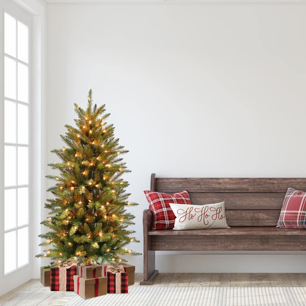 4.5-Foot Pre-Lit Fraser Fir Pencil Artificial Christmas Tree with Clear Lights