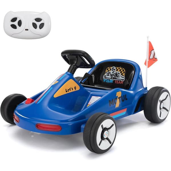 TOBBI 12-Volt Electric Ride on Car Go Kart for Kids, Ride on Toy with Remote Control/Music for Toddlers 3-8 Years, Blue