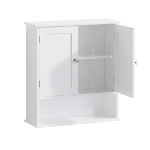 23.6 in. W x 25.6 in. H Rectangular White MDF Surface Mount Medicine Cabinet Without Mirror, Wall Cabinet with Shelves