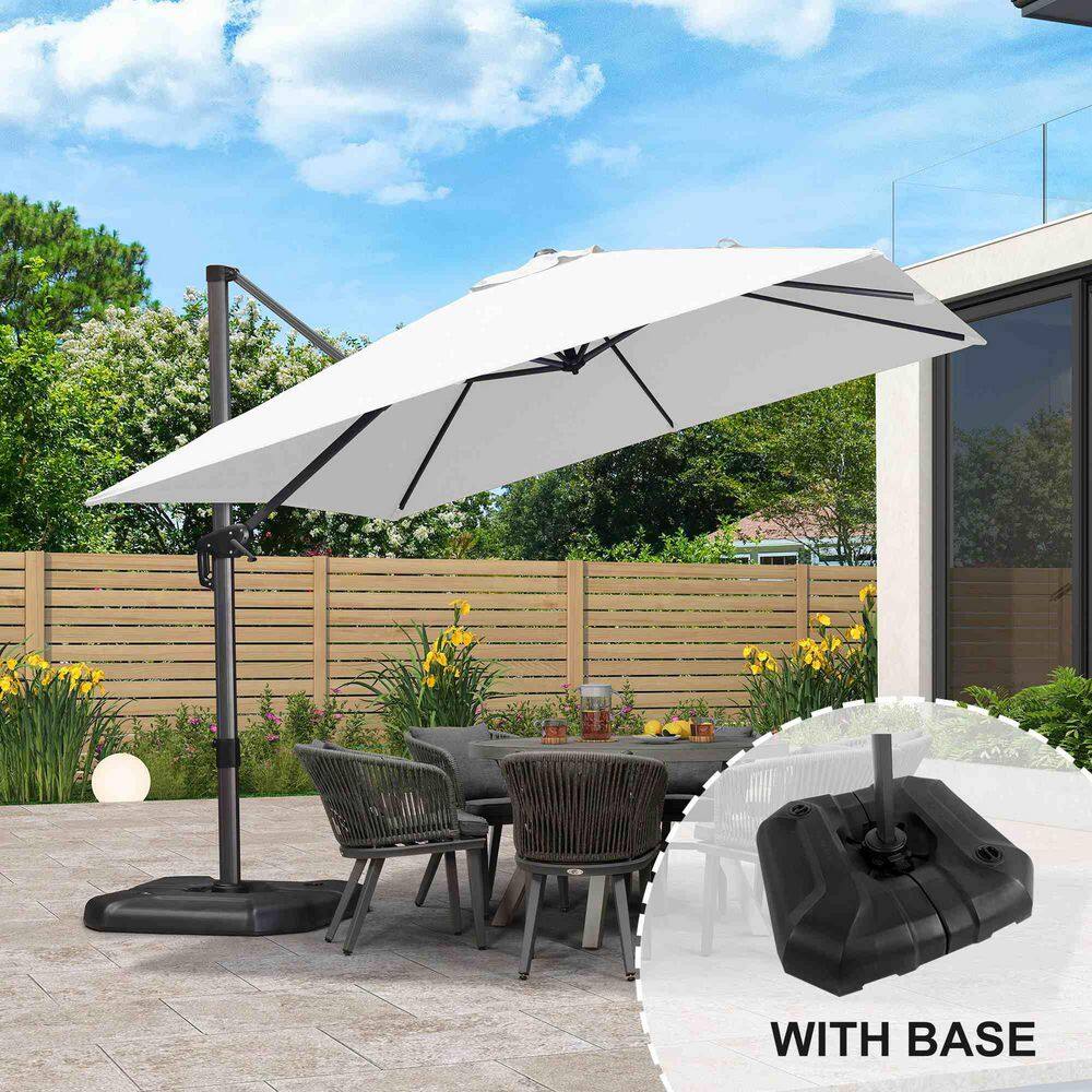 10 ft. Square Aluminum Outdoor Patio Cantilever Umbrella Offset 360° Rotation Umbrella with Base, White price history on PriceWatchPro