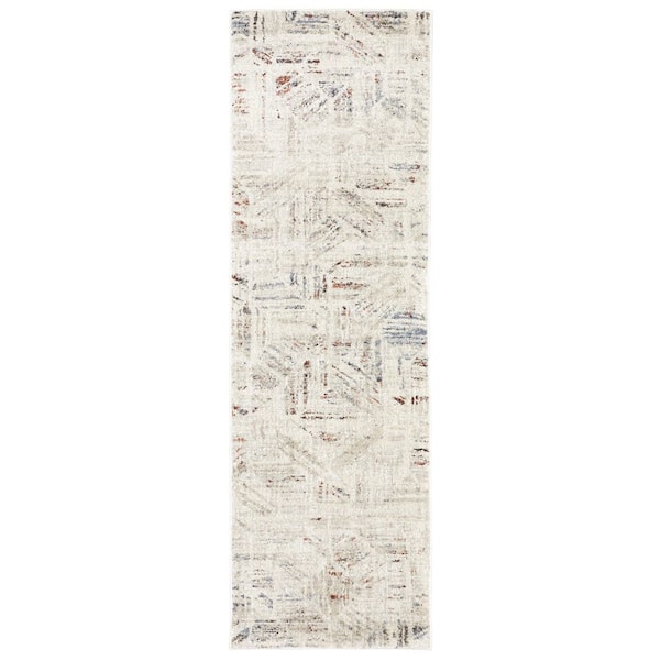 Gia 2 ft. x 7 ft. Beige/Grey Geometric Area Rug