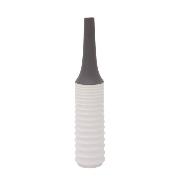 Litton Lane 24 in. Modern Gray and White Ceramic Decorative Vase