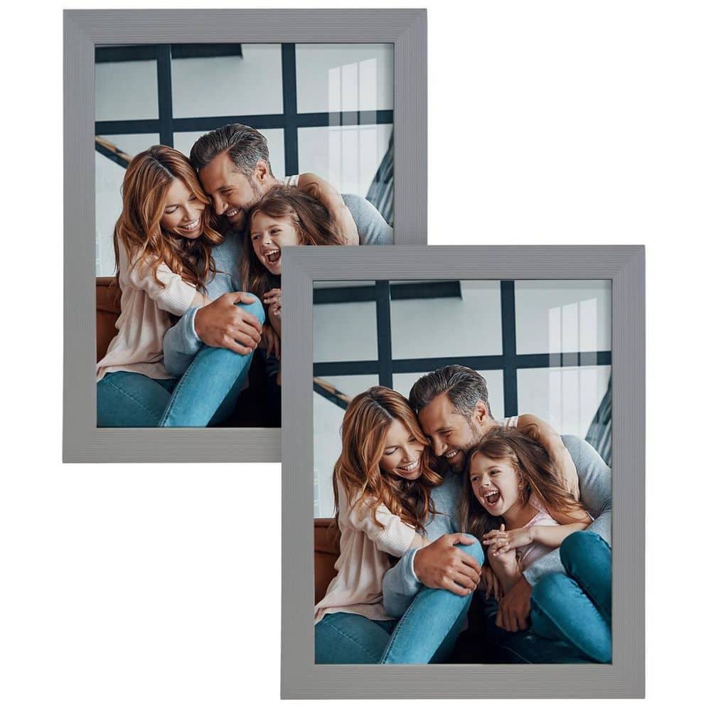 Gray 8" x 10" Real Wood Picture Frame Set