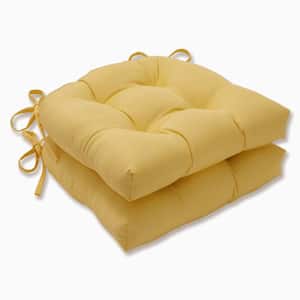 Solid 17.5 in. x 17 in. Outdoor Dining Chair Cushion in Yellow (Set of 2)