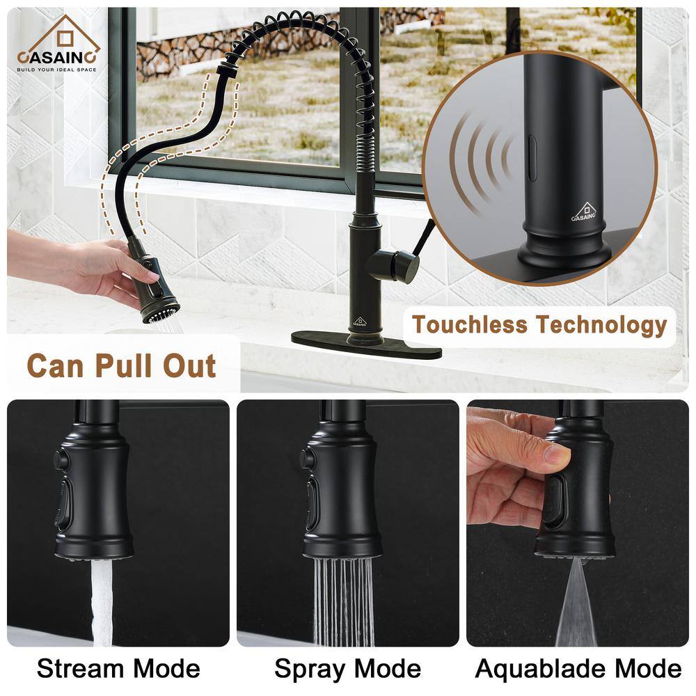 33" Black Fireclay Farmhouse Sink with Touchless Faucet