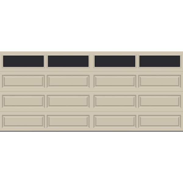Classic Steel Long Panel 16 ft. x 7 ft. Insulated 12.9 R-Value Desert Tan Garage Door with windows