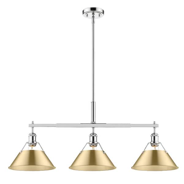 Golden Lighting Orwell 100-Watt 3-Light Chrome and Brushed Champagne Bronze Linear Pendant Light