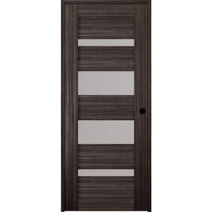 Mirella 24 in. x 80 in. Left-Hand Frosted Glass Solid Core 4-Lite Gray Oak Wood Composite Single Prehung Interior Door