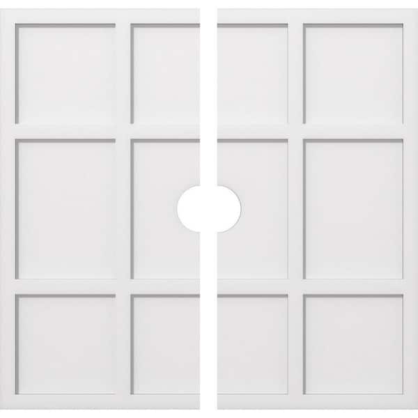 Ekena Millwork 1 in. P X 11-3/4 in. C X 34 in. OD X 4 in. ID Rubik Architectural Grade PVC Contemporary Ceiling Medallion, Two Piece