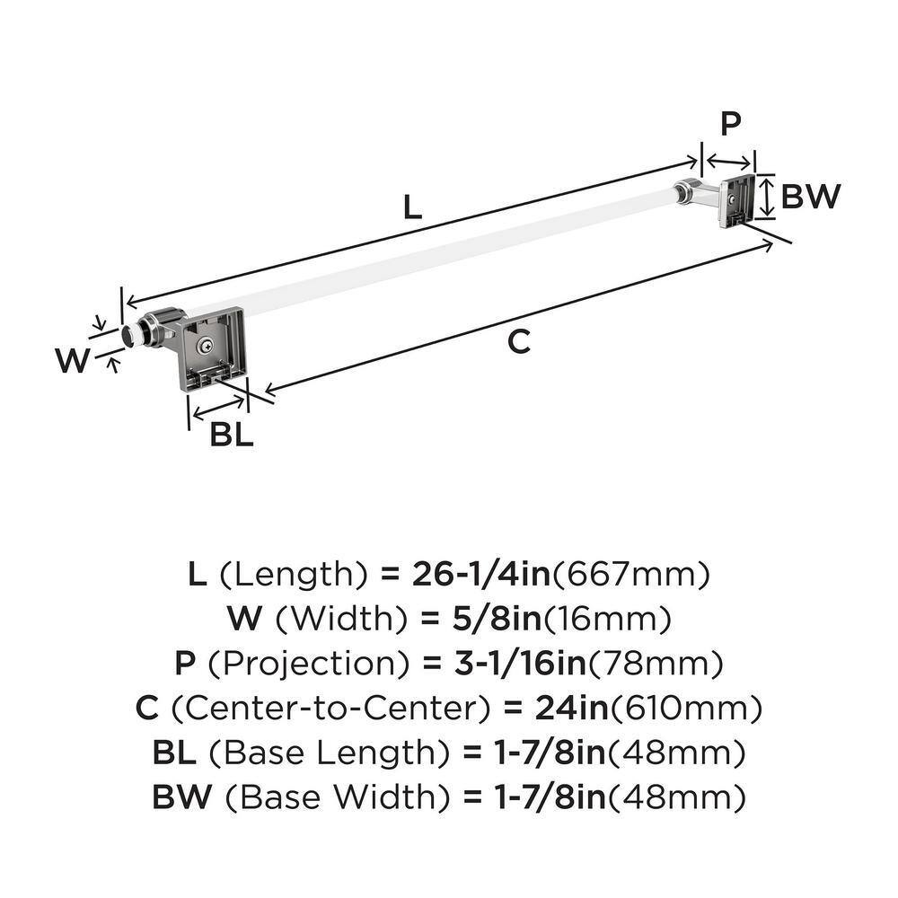 Glacio 24-Inch Clear and Chrome Wall Mounted Towel Bar