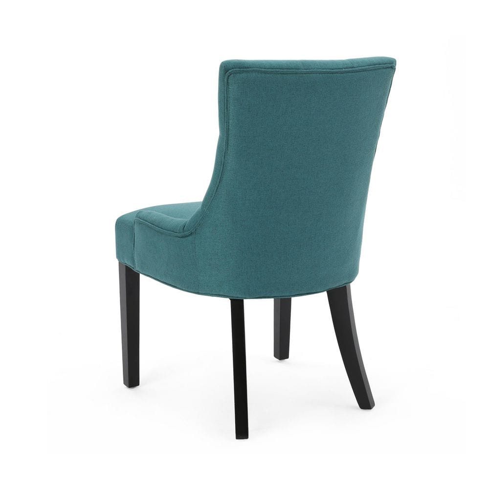 Elegant Matte Black Wood Upholstered Side Chairs, Set of 4