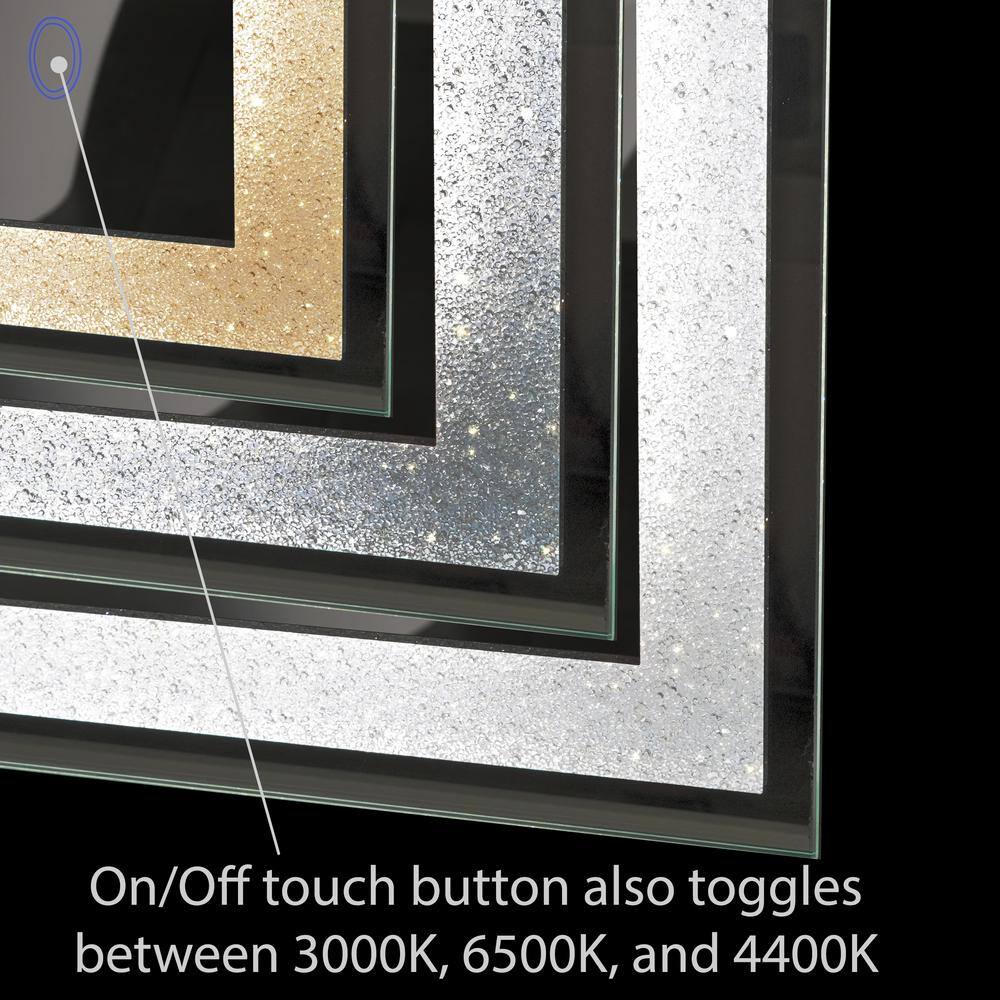 Luxury Crystal 48"x36" Frameless LED Bathroom Vanity Mirror
