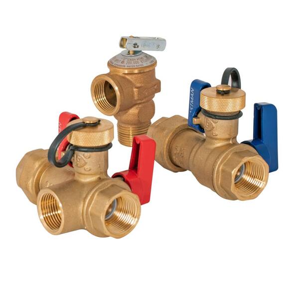 LIULO TOOL 3/4 Inch IPS Tankless Water Heater Valve Kit - Lead-Free Brass With Pressure Relief Valve