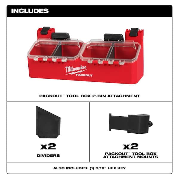 Milwaukee PACKOUT Tool Box 2-Bin Attachment 48-22-8610 - The Home
