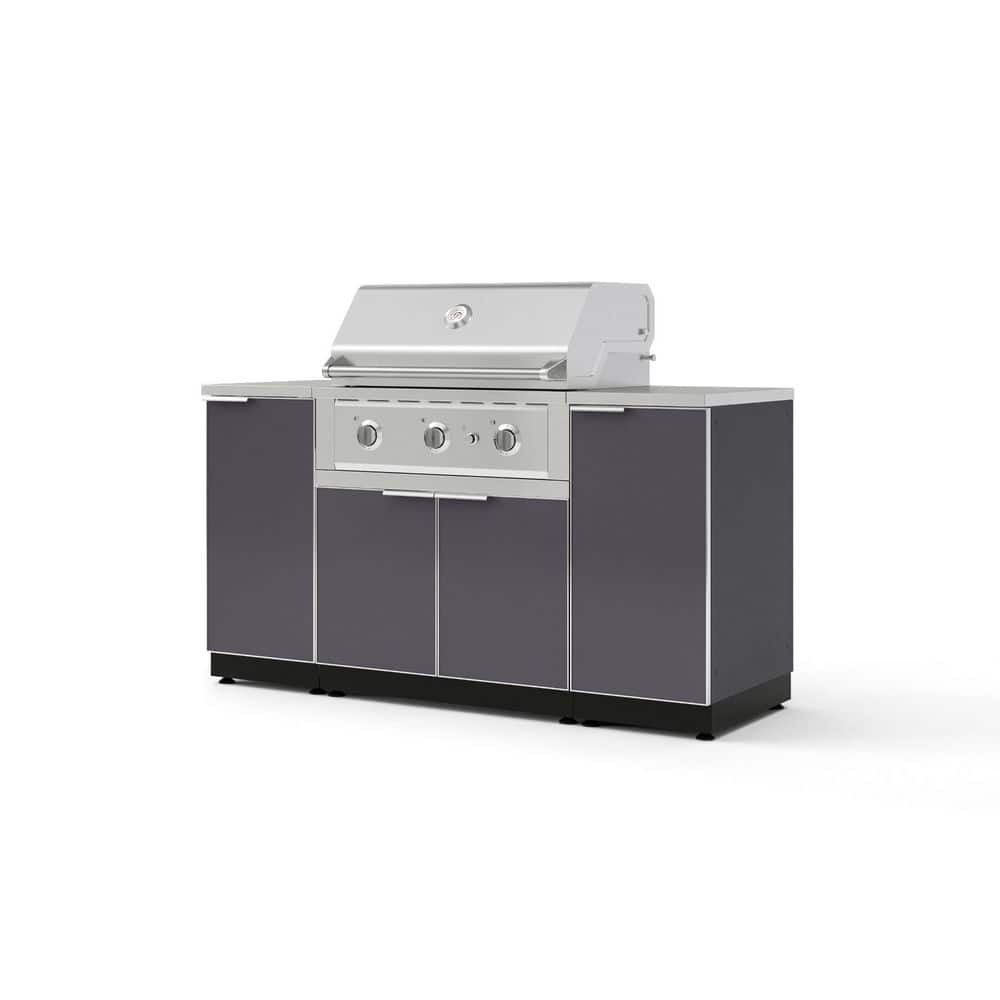 "Outdoor Kitchen 6-Piece 3-Burners Propane Gas Grill Island in Gray w/33"" Performance Grill & Stainless Steel Countertop" price history on PriceWatchPro