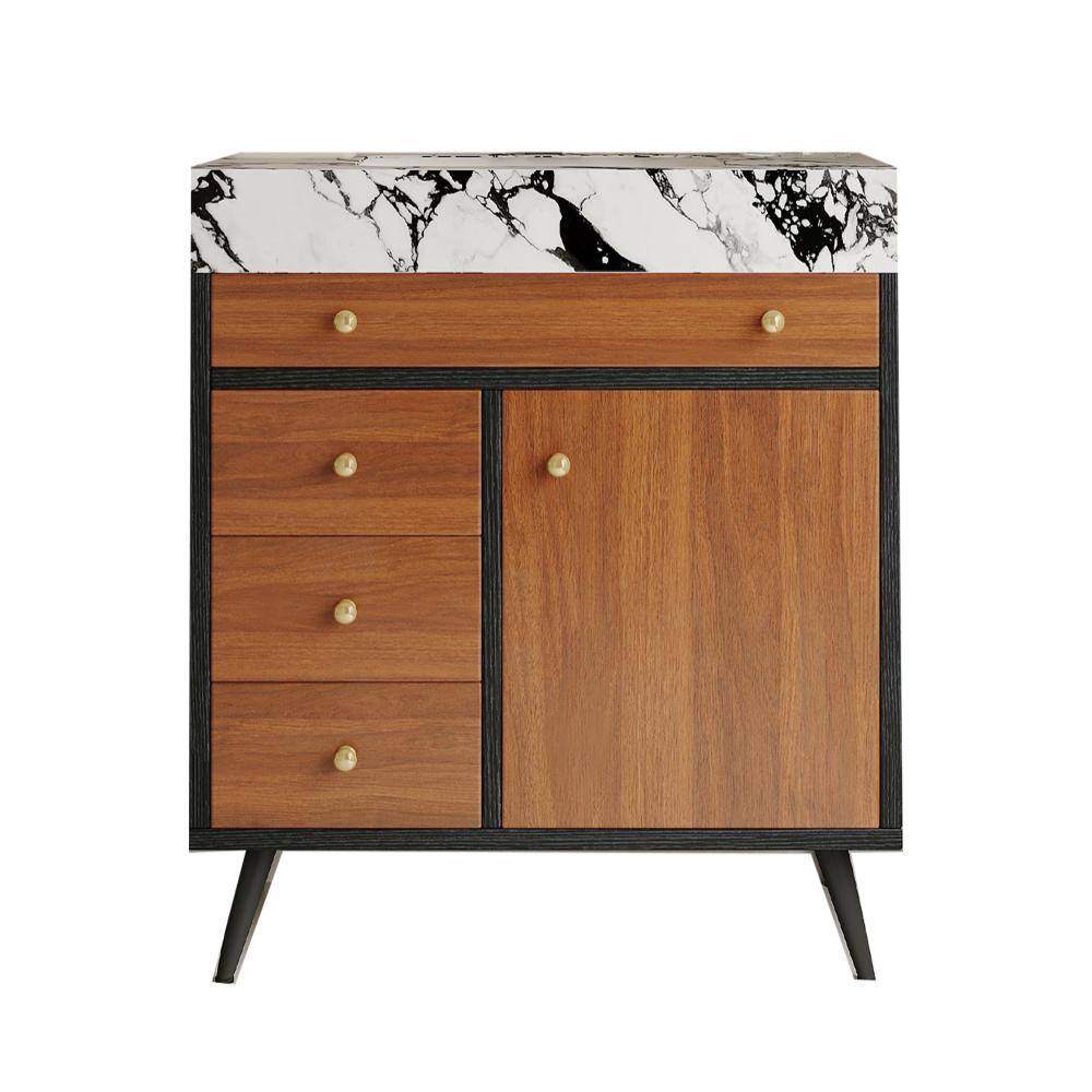 30 in. Single Sink Freestanding Black Bath Vanity with White&Black Sintered Stone Top Unassembled price history on PriceWatchPro