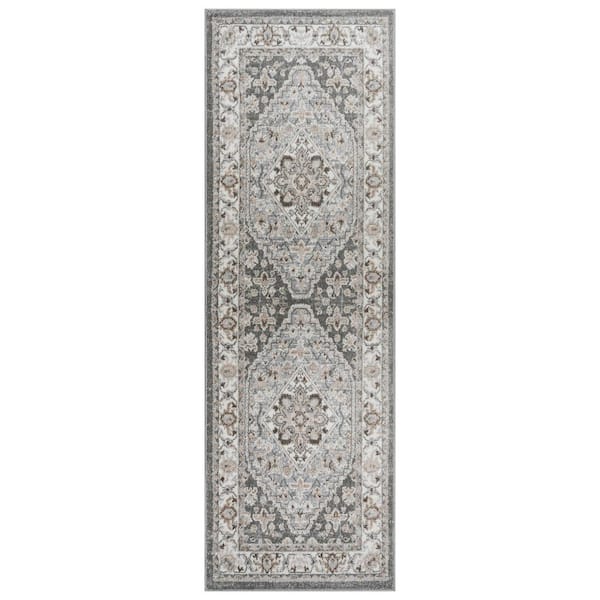Gertmenian Alor Zia Gray 3 ft. x 8 ft. Oriental/Medallion Indoor Runner Rug
