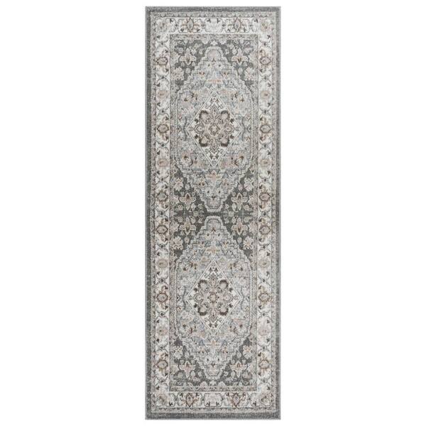 Gertmenian Alor Zia Gray 2 ft. x 6 ft. Oriental/Medallion Indoor Runner Rug