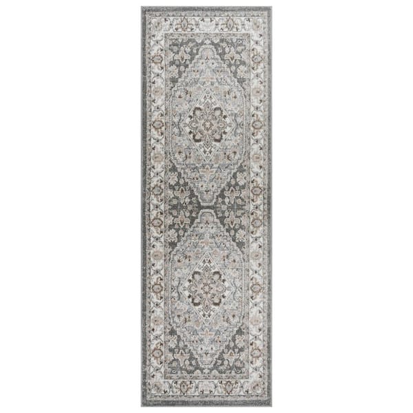 Gertmenian & Sons Alor Zia Gray 3 ft. x 8 ft. Oriental/Medallion Indoor ...