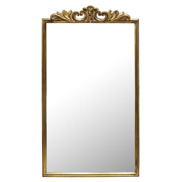 Mirrorize Canada 24 in. W x 42 in. H Classic French Rectangular Mirror with Antique Gold Finish Metal Frame