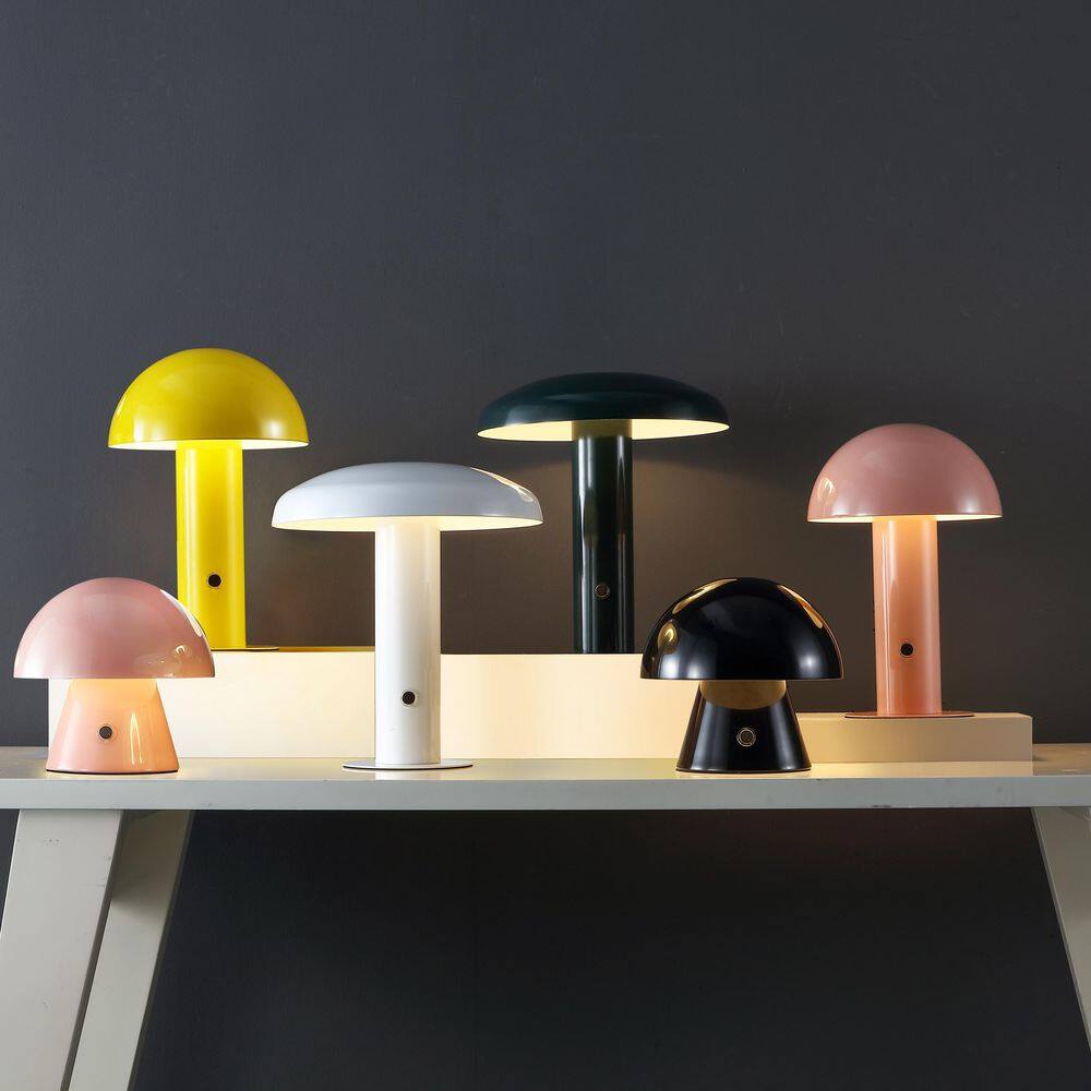 Black Cordless Touch LED Mushroom Table Lamp