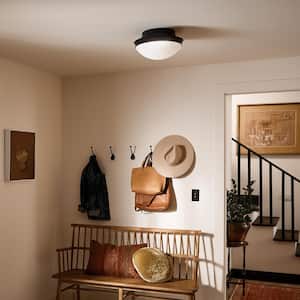 Bretta 13.5 in. 2-Light Black Traditional Hallway Flush Mount Ceiling Light