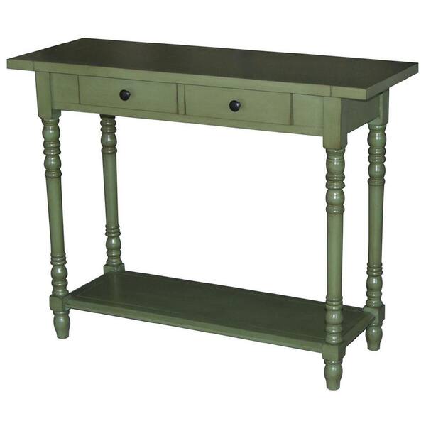 4D Concepts Savannah 38 in. Green Standard Rectangle Wood Console Table ...