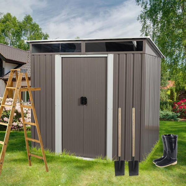 Unbranded - 6 ft. W x 5 ft. D Metal Outdoor Storage Shed, Tool Room with Base Vent 30 sq. ft. for Backyard