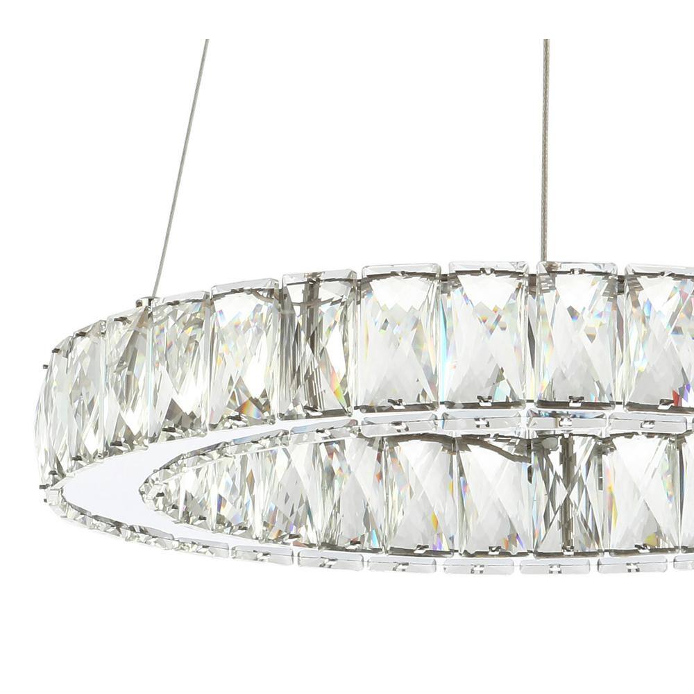 Elegant Chrome Crystal Ring LED Chandelier 15.75" Flush Mount