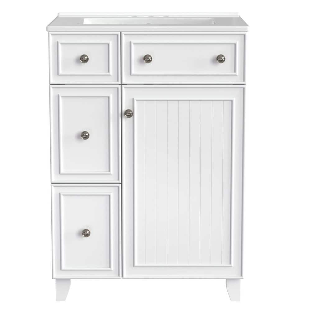 24 in. Single Sink Freestanding Vanity White Bath Vanity with White Ceramic Sink Top price history on PriceWatchPro