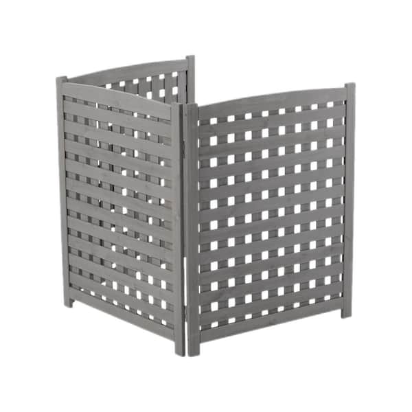 Unbranded 3-Panel 38 in. Outdoor Wood Garden Fence, Air Conditioner Fence Screen Privacy Screen Fence, for Pool Trash Can, Gray