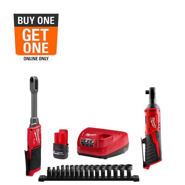 M12 FUEL INSIDER 12V Lithium-Ion Brushless 1/4-3/8 in. Extended Reach Box Cordless Ratchet Kit w/ Battery & 3/8 Ratchet
