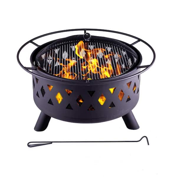 Legacy Heating 15 in. H x 28 in. Round Wood Burning Fire Pit in Black