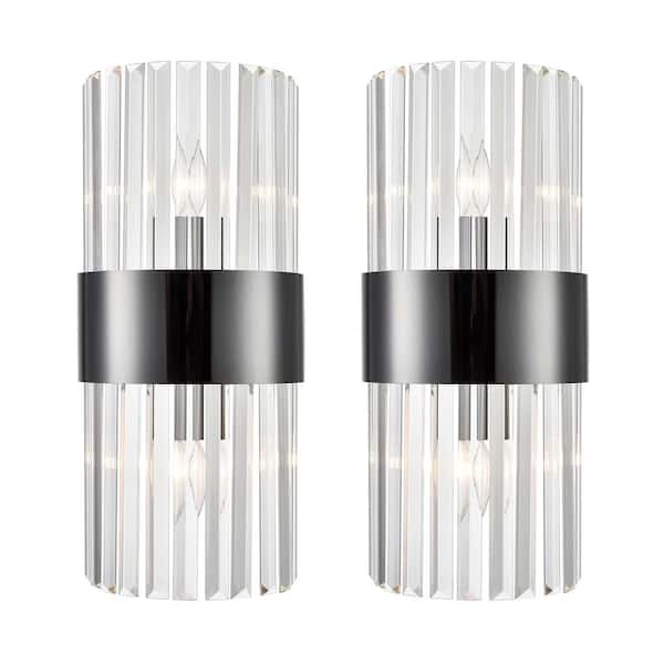 CLAXY 7.9 in. 4-Light Black Modern Wall Sconce with Standard Shade