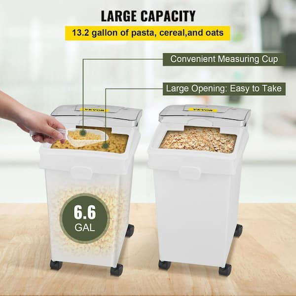 Sclvdi Food Storage Containers 2 Pack Refrigerator Kitchen Food Storage  Organizer Boxes with Lids and 6 Removable Bins for Sugar, Flour, Snack,  Baking
