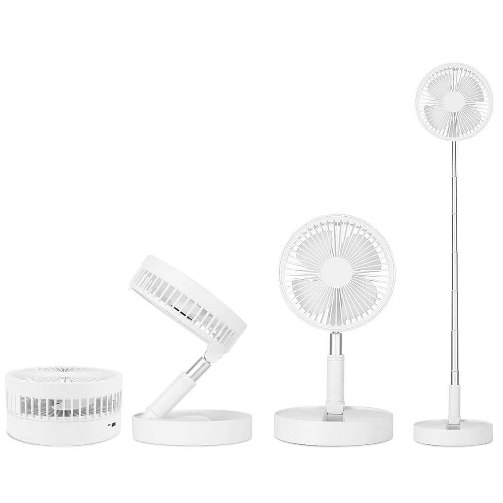 Aoibox 4-Speed Portable Folding Desk Table Fan Telescopic Standing Floor  Fan with Adjustable Height and Angle in White SNSA05FN016 - The Home Depot