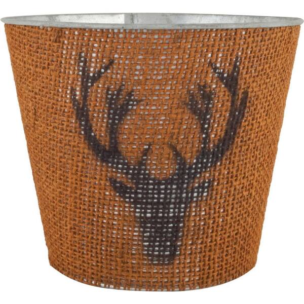 Pride Garden Products Jute Reindeer 7 in. Dia. Bronze Mist Tin Pot