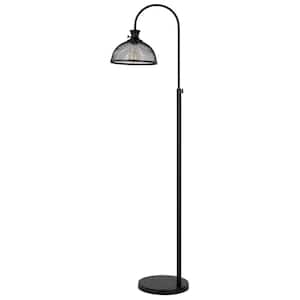 61 in. Black 1 Dimmable (Full Range) Standard Floor Lamp for Living Room with Metal Dome Shade