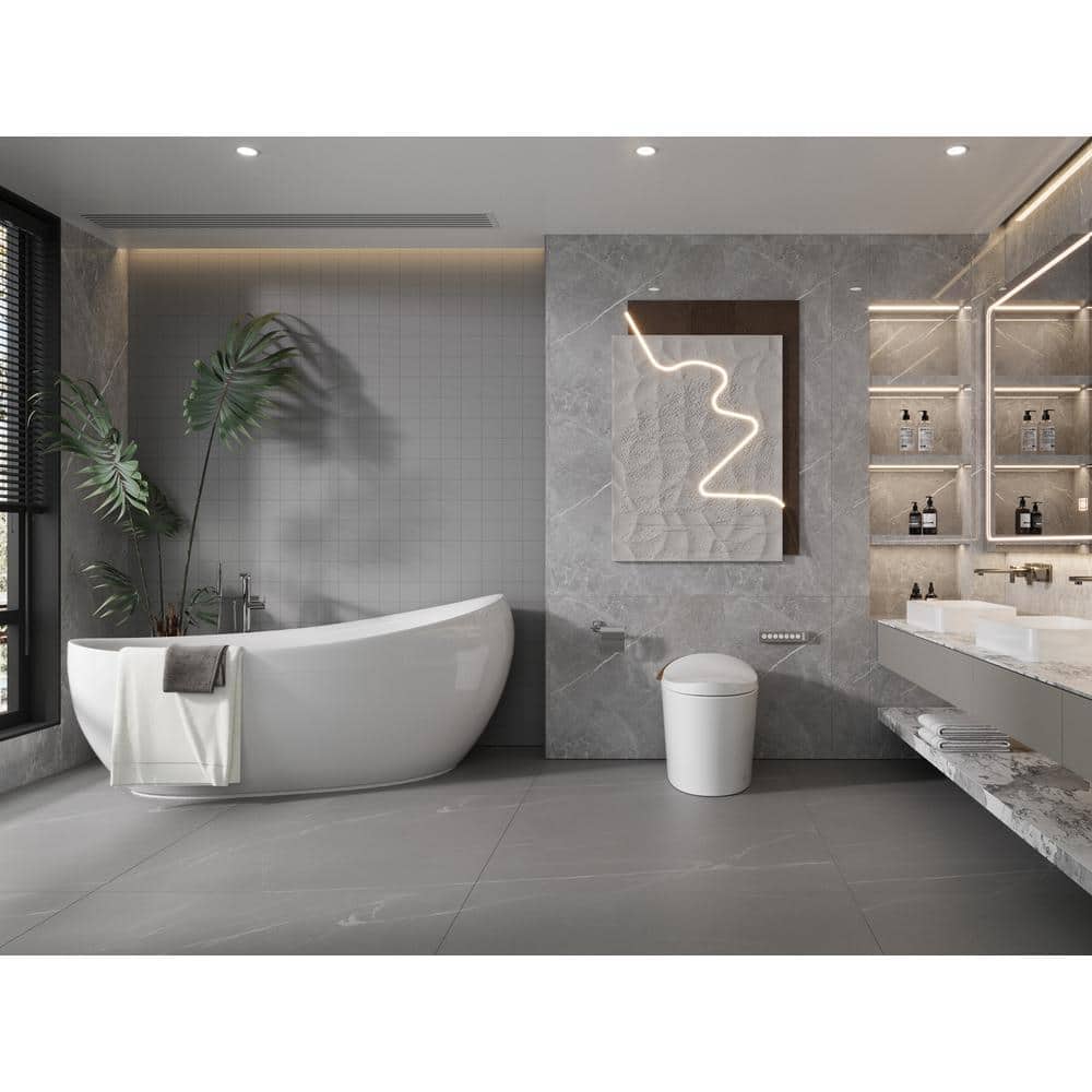 White Elongated Free Standing High Efficiency Smart Toilet