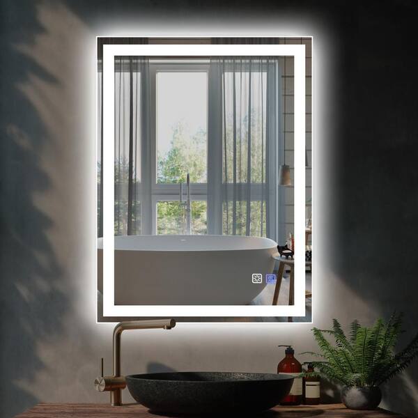 Unbranded 24 in. W x 32 in. H Rectangular Frameless Anti-Fog Wall Bathroom Vanity Mirror in White