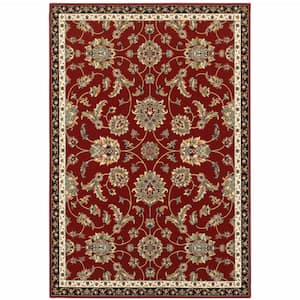 Red Black Blue Ivory Green and Salmon 2 ft. x 4 ft. Oriental Area Rug